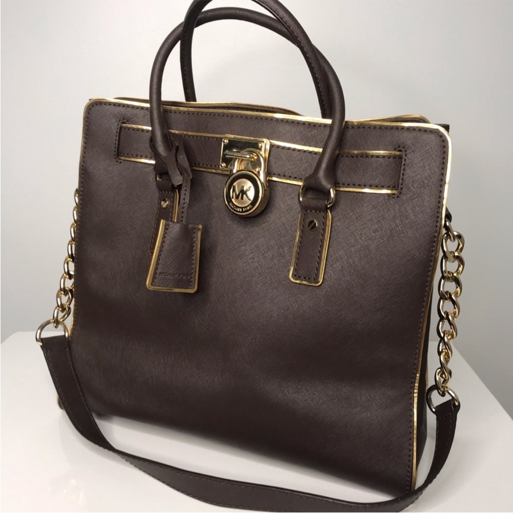 Michael Kors Brown Hamilton Tote with Structured Design
